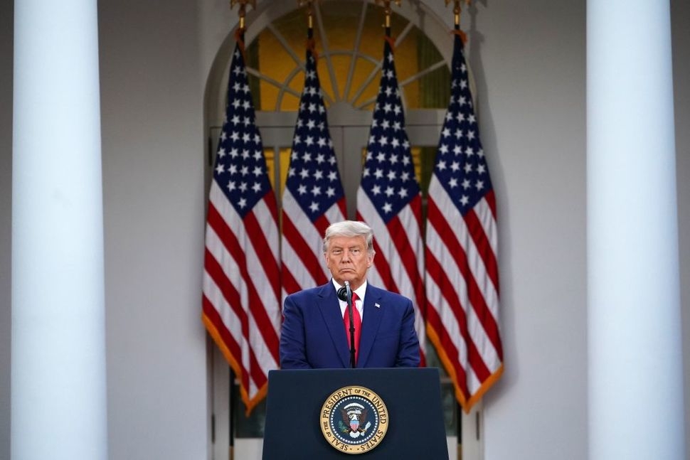 US president donald trump delivers an update on "operation warp speed" in the rose garden of white house washington, dc november 13, 2020