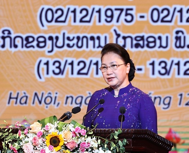 Vietnamese leaders extend congratulations to Laos on 4th National Day National Assembly Chairwoman Nguyen Thi Kim Ngan addresses the ceremony in Hanoi on December 2 (Photo: VNA)