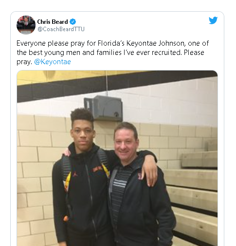 Florida's Keyontae Johnson collapsed during game, in critical but stable condition Chris Beard wishes him a quick recovery (Photo: Captured)