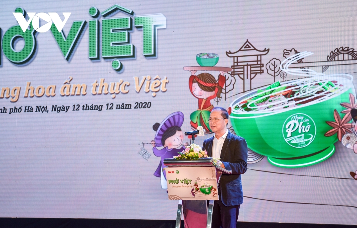 Pho Day December 12: An overall picture of Vietnam’s Pho Mr. Le Xuan Trung, Deputy Editor-in-Chief of Tuoi Tre giving speech at the event (Photo: VOV)