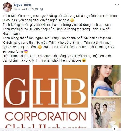 Facebook sao Việt hôm nay (12/6): Ngọc Trinh bức xúc vì bị lợi dụng hình ảnh, Đào Bá Lộc gây sốc facebook sao viet hom nay 126 ngoc trinh buc xuc vi bi loi dung hinh anh dao ba loc khoa than an mung ca khuc moi