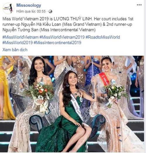 Lương Thùy Linh đăng quang Miss World Việt Nam, báo quốc tế nói gì? luong thuy linh dang quang miss world viet nam bao quoc te noi gi