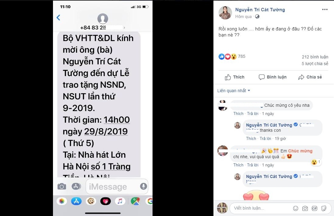 MC Cát Tường vui mừng chia sẻ sắp được phong tặng danh hiệu NSƯT mc cat tuong sap duoc phong tang danh hieu nsut