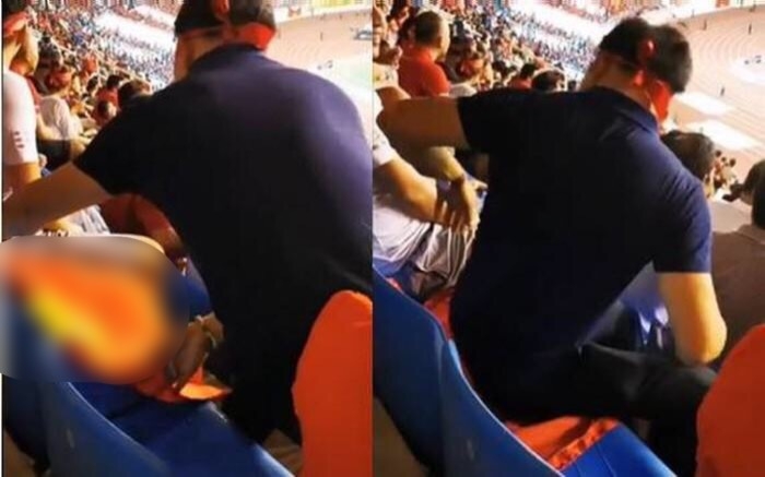 Truy danh tính người đàn ông ngồi lên Quốc kỳ ở sân Mỹ Đình cu dan mang buc xuc ve nguoi dan ong ngoi len la quoc ky khi xem tran viet nam malaysia
