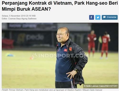 Báo Indonesia: "Gia hạn hợp đồng với VFF, HLV Park Hang Seo gieo cơn ác mộng cho cả Đông Nam Á” bao indonesia gia han hop dong voi vff hlv park hang seo gieo con ac mong cho asean