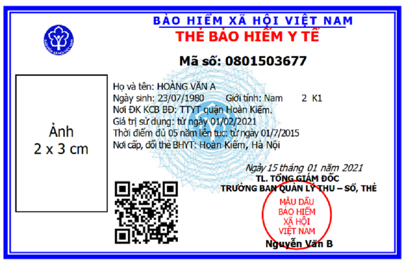 Mặt trước thẻ BHYT mẫu mới Mặt trước thẻ BHYT mẫu mới