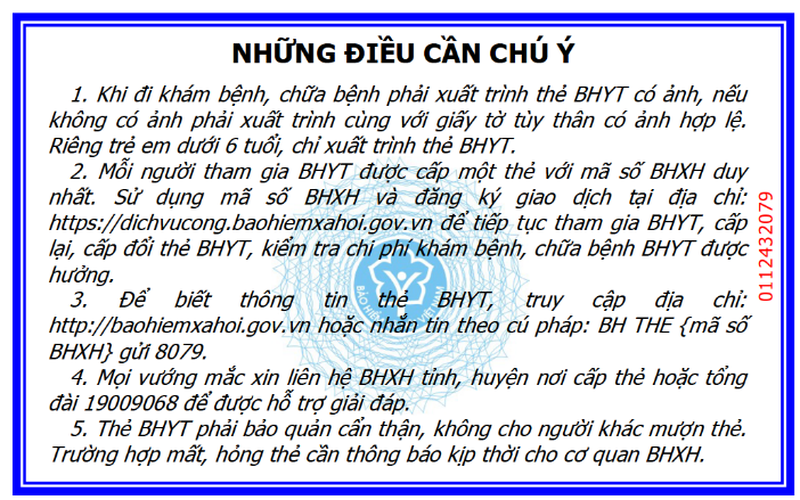 Mặt sau thẻ BHYT mẫu mới. Mặt sau thẻ BHYT mẫu mới.