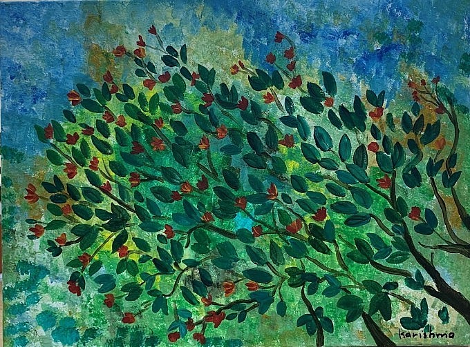 Bức tranh “Bloom Time” tươi sáng với sắc xanh. Bức tranh “Bloom Time” tươi sáng với sắc xanh.