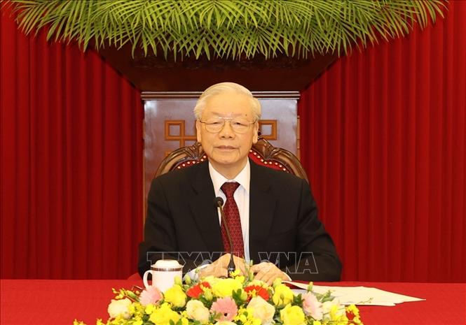 Tổng Bí thư Nguyễn Phú Trọng điện đàm cấp cao với Thủ tướng Liên bang Đức Chú thích ảnh