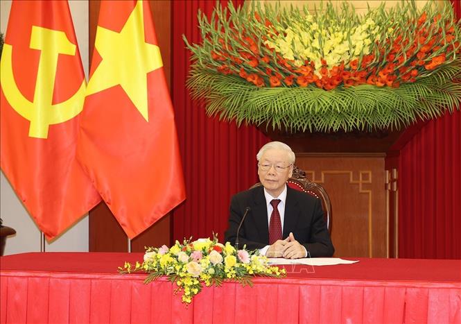 Tổng Bí thư Nguyễn Phú Trọng điện đàm cấp cao với Thủ tướng Liên bang Đức Chú thích ảnh