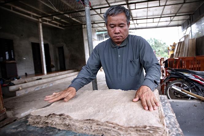 Gìn giữ nghề truyền thống làm giấy dó của người Mường Chú thích ảnh