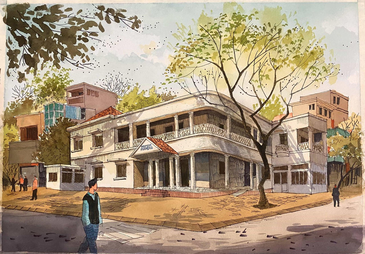 Hình phác họa Viện Pháp mới. Hình phác họa Viện Pháp mới.