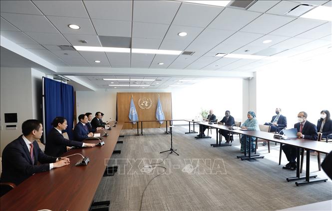 Thủ tướng Chính phủ Phạm Minh Chính gặp các lãnh đạo của Liên hợp quốc Chú thích ảnh