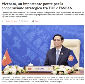 Truyền thông Italy nêu bật vai trò cầu nối của Việt Nam trong quan hệ ASEAN - EU