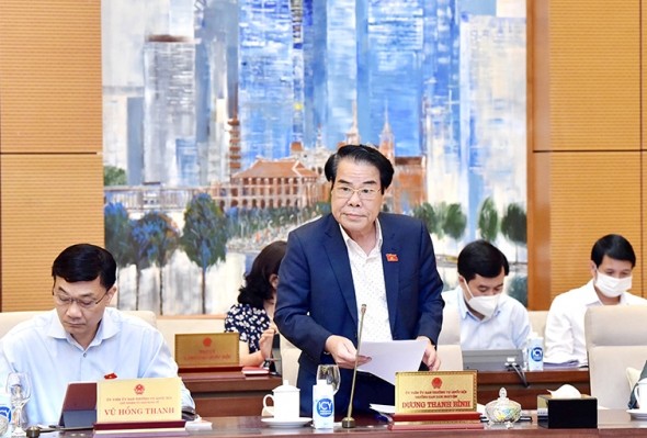 Trưởng Ban Dân nguyện Dương Thanh Bình báo cáo tại phiên họp. Ảnh: VPCP Trưởng Ban Dân nguyện Dương Thanh Bình báo cáo tại phiên họp. Ảnh: VPCP