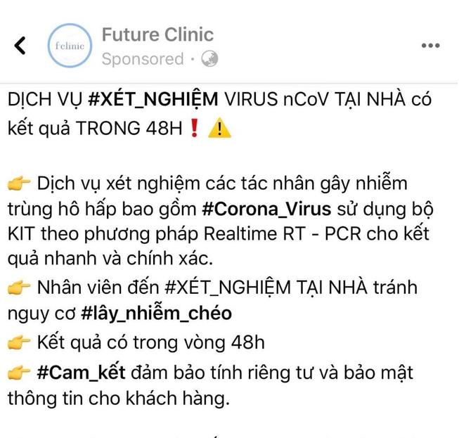 Buộc phòng khám ngưng quảng cáo dịch vụ xét nghiệm virus corona tại nhà buoc phong kham ngung quang cao dich vu xet nghiem virus corona tai nha