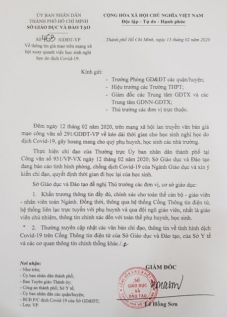 so gddt tp hcm bi lam gia cong van keo dai thoi gian nghi hoc