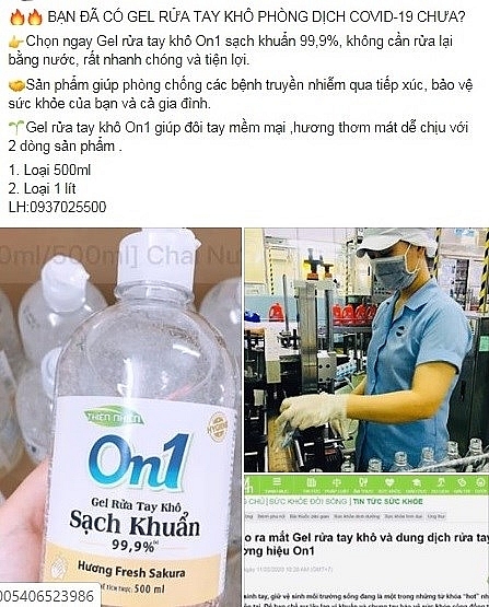 Gel rửa tay khô On1 quảng cáo "nổ" sạch khuẩn 99,9% giữa đại dịch COVID-19 gel rua tay kho on1 co sach khuan 999 nhu quang cao