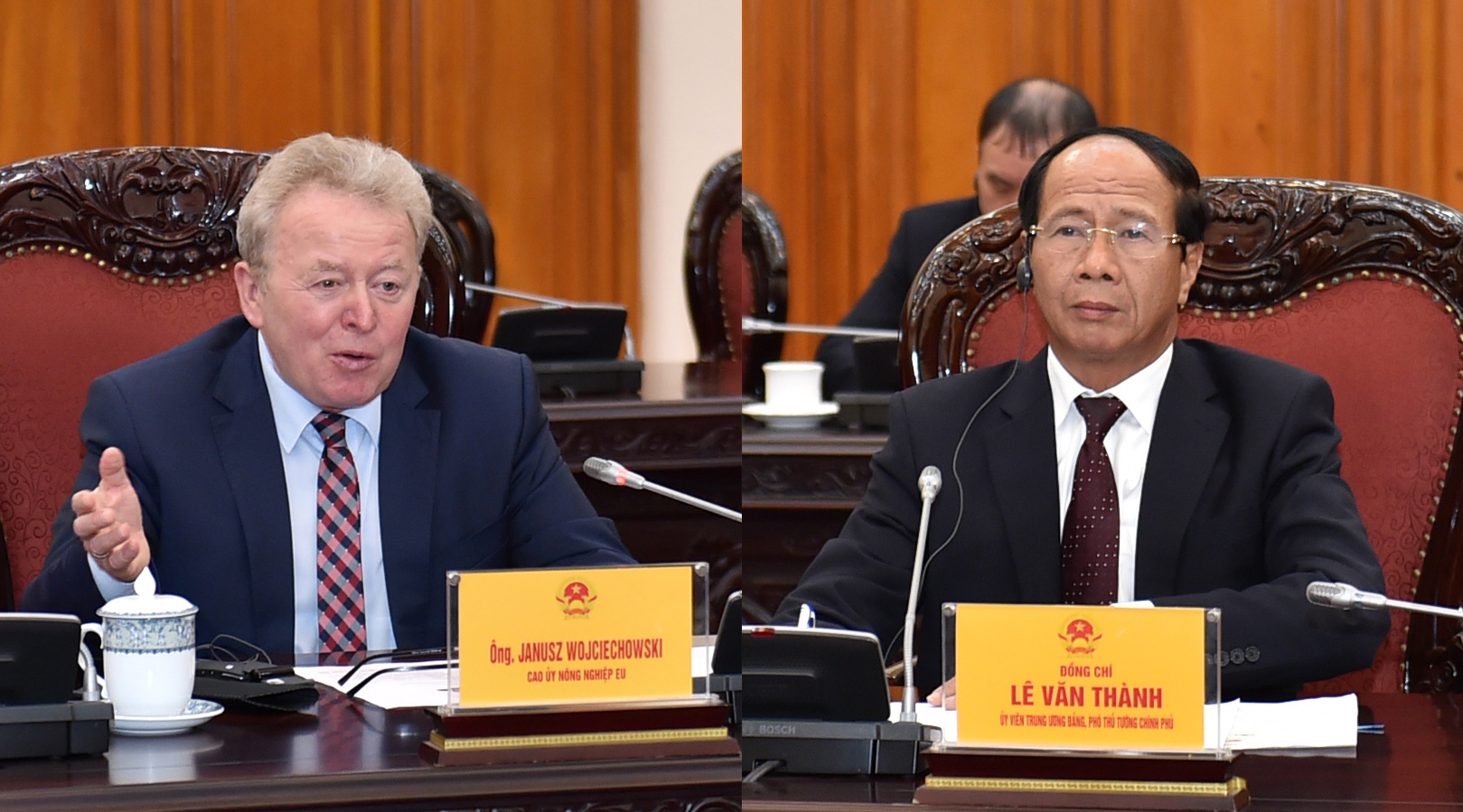 黎文成副总理与欧盟农业委员沃伊切霍夫斯基。 黎文成副总理与欧盟农业委员沃伊切霍夫斯基。