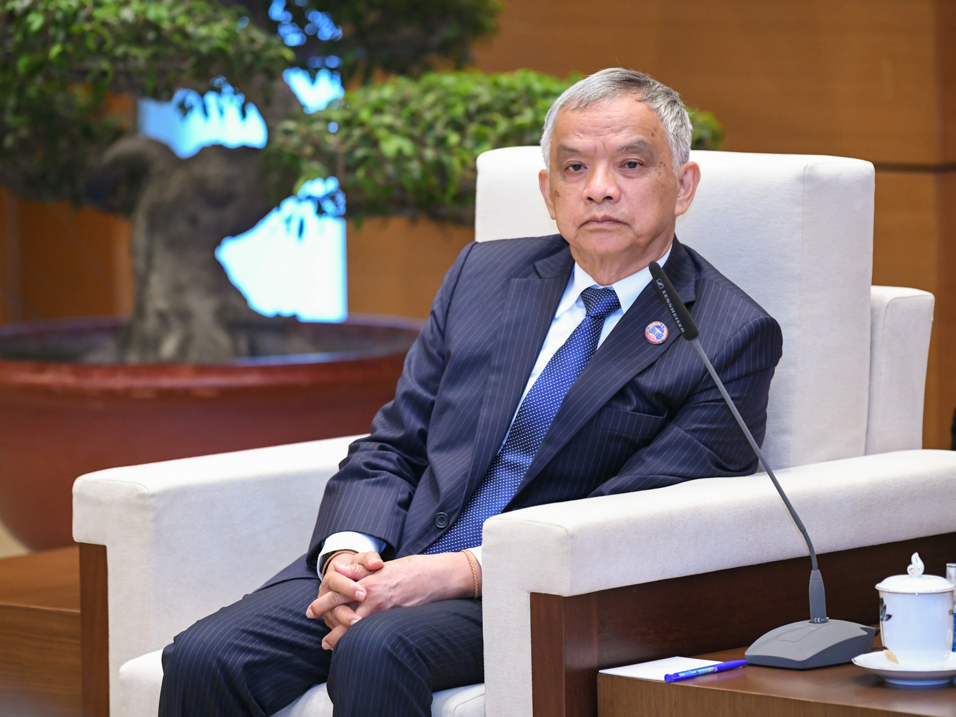 老挝国会副主席、老挝和平与团结委员会主席宋玛·奔舍那(Sommad Pholsena)。 老挝国会副主席、老挝和平与团结委员会主席宋玛·奔舍那(Sommad Pholsena)。