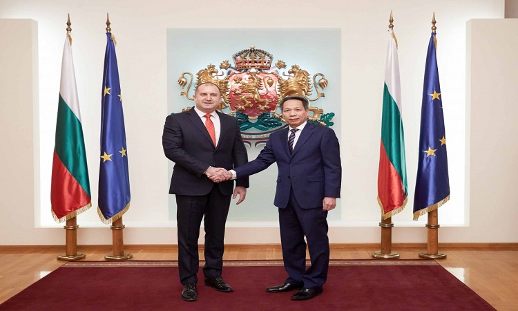 Tổng thống Bulgaria Rumen Radev tiếp Đại sứ Việt Nam Đoàn Tuấn Linh trình Thư uỷ nhiệm. (Ảnh: baoquocte.vn)