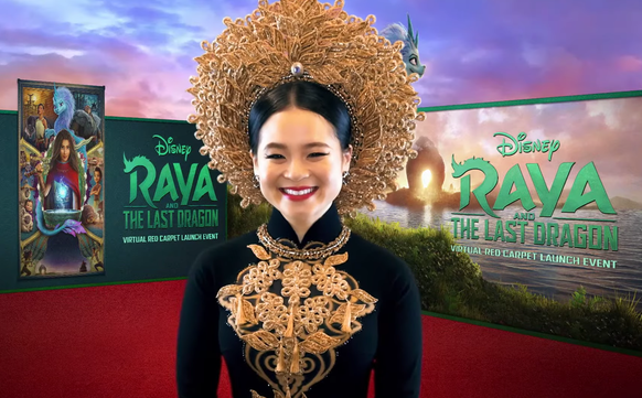 vietnamese born hollywood actress wears iconic ao dai walking red carpet at film premier in the us