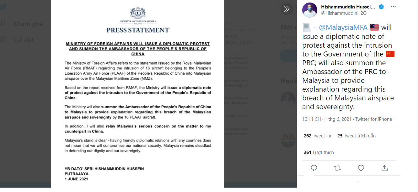 Malaysia says China conducts 'suspicious' air force activity over South China Sea Malaysia says China conducts 'suspicious' air force activity over South China Sea