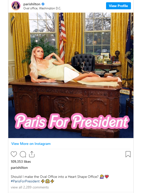 Who is Paris Hilton - Celeb to run for US President, chanting 1128 bai3