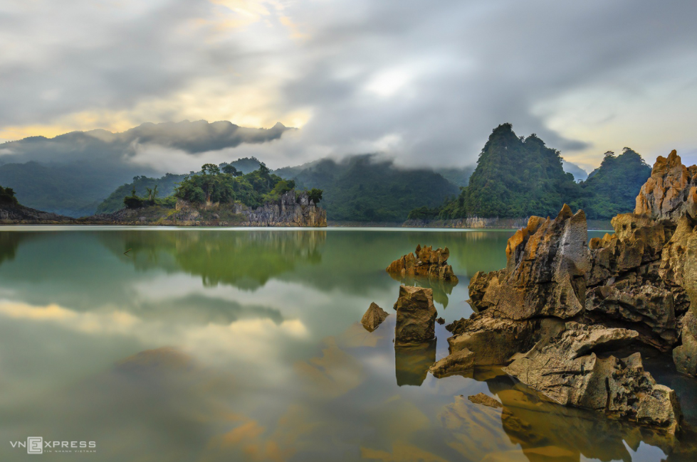 Na Hang picturesque mountain and lake Na Hang picturesque mountain and lake
