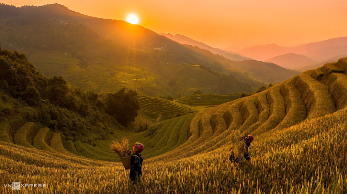 Mountainous harvest in the golden light of autumn Mountainous harvest in the golden light of autumn