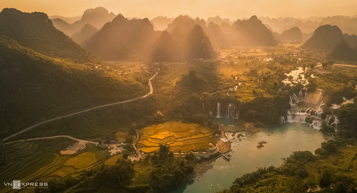 mountainous harvest in the golden light of autumn
