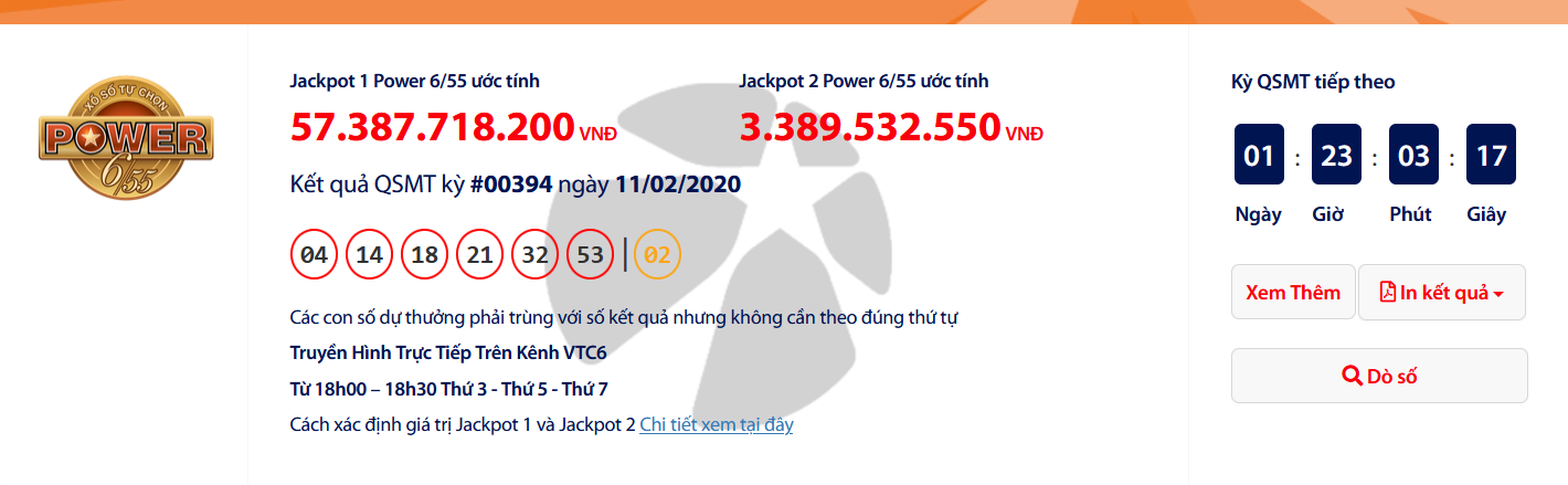 ket qua xo so vietlott power 655 toi ngay 1122020 moi nhat tiep tuc co nguoi trung hon 58 ti dong