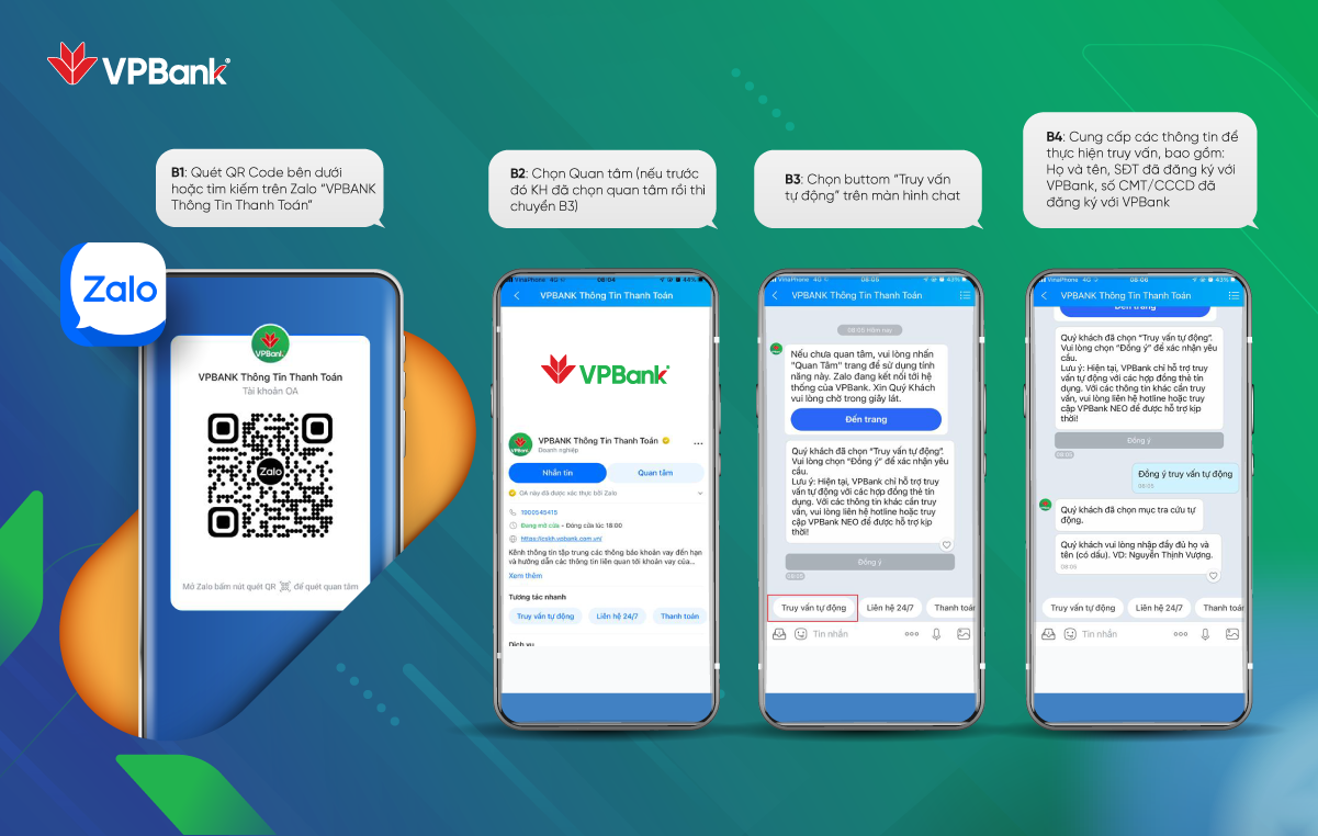 VPBank ra mắt tính năng truy vấn tự động thông tin thẻ tín dụng qua kênh Zalo VPBank ra mắt tính năng truy vấn tự động thông tin thẻ tín dụng qua kênh Zalo