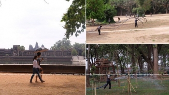 អង្គរវត្ត​ស្ងាត់​ភ្ញៀវ តែ​ការរៀបចំ​ហេដ្ឋារចនាសម្ព័ន្ធ​មាន​ភាព​មមាញឹក​