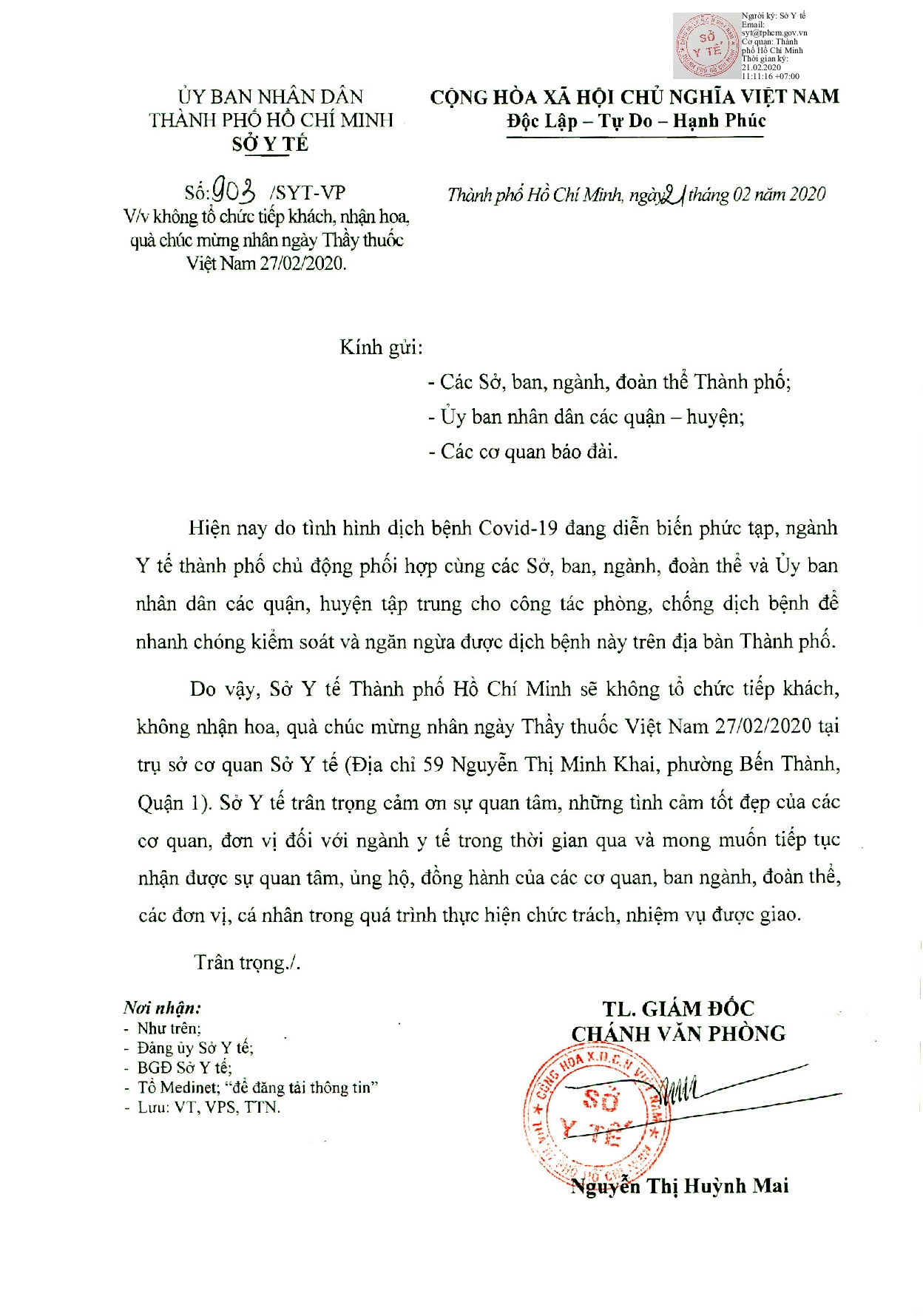 Dịch Covid-19: Sở Y tế TP Hồ Chí Minh không tiếp khách ngày Thầy thuốc Việt Nam dich covid 19 so y te tp ho chi minh khong tiep khach ngay thay thuoc viet nam