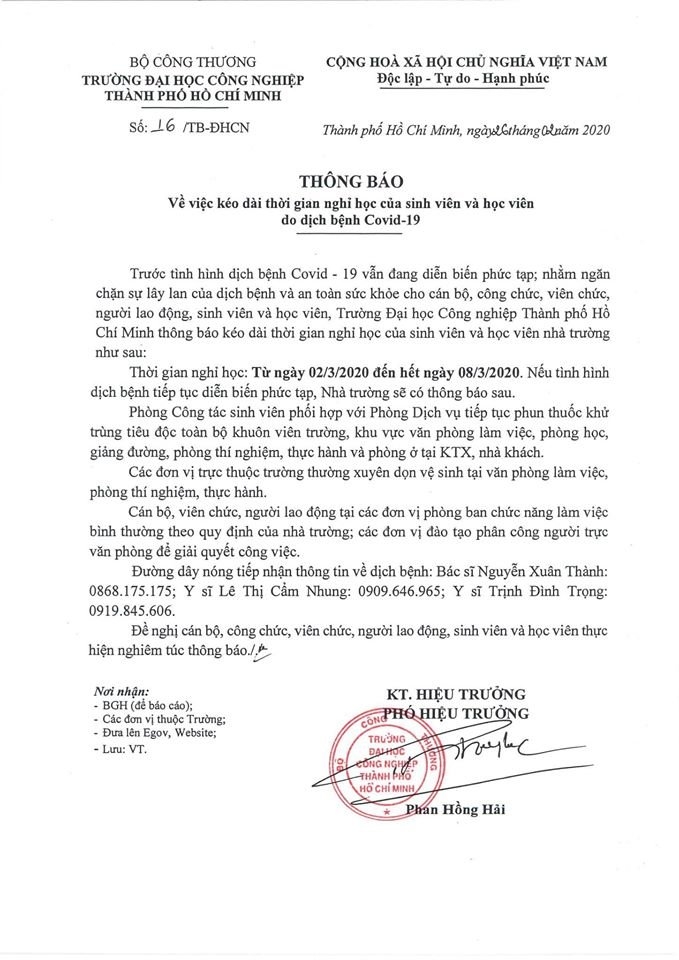 Dịch Covid-19: Các trường đại học tiếp tục cho sinh viên nghỉ hết ngày 8/3 dich covid 19 cac truong dai hoc tiep tuc cho sinh vien nghi het ngay 83