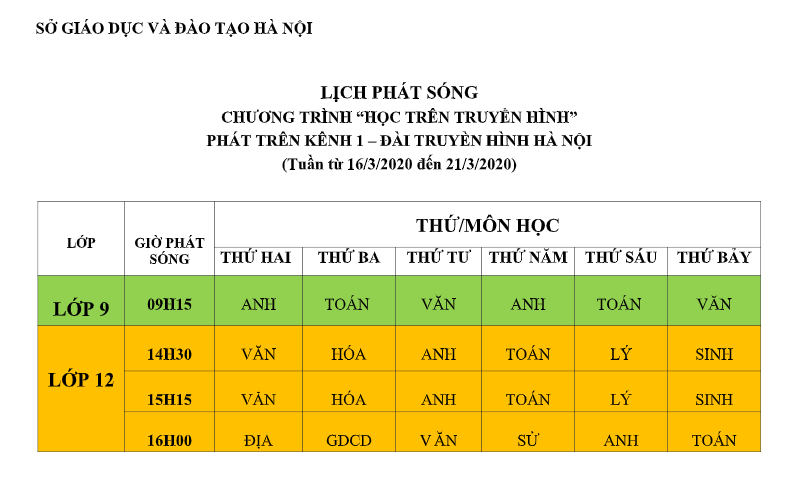ha noi lich phat song hoc tren truyen hinh tu ngay 163 213