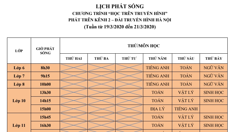ha noi lich phat song hoc tren truyen hinh tu 134 184