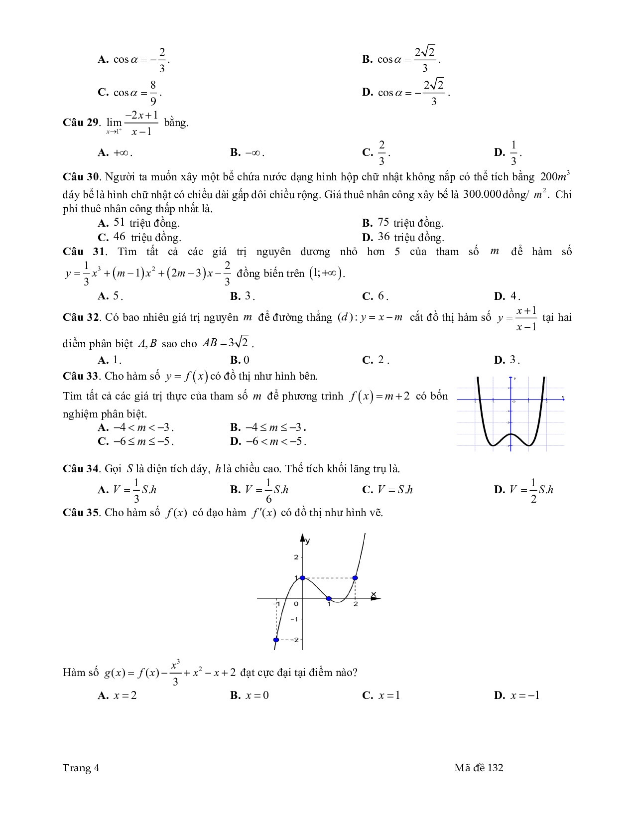 Đề thi thử THPT quốc gia 2019 môn Toán có đáp án Sở GD&ĐT Bạc Liêu de thi thu thpt quoc gia 2019 mon toan co dap an so gddt bac lieu