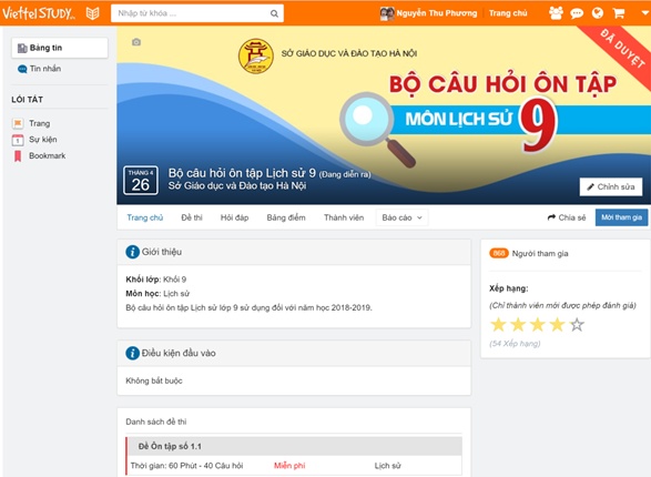 Thi vào lớp 10: Hà Nội công bố 24 bộ đề ôn tập trực tuyến môn Lịch sử thi vao lop 10 ha noi cong bo 24 bo de on tap truc tuyen mon lich su
