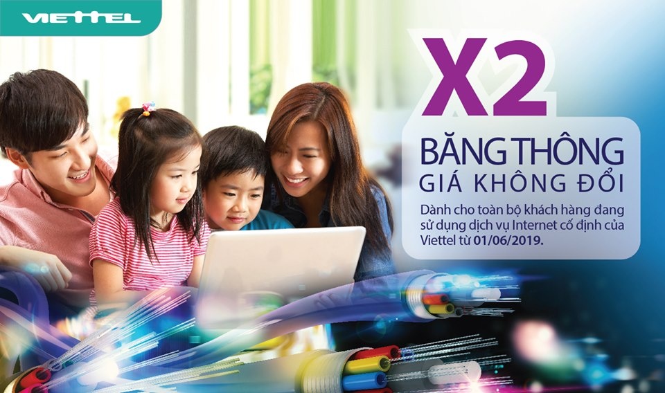 Từ 1/6, Viettel nhân đôi băng thông dịch vụ Internet giá không đổi tu 16 viettel nhan doi bang thong dich vu internet gia khong doi