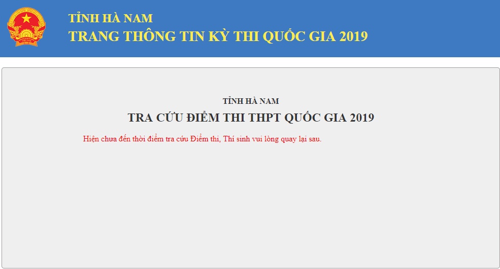 Tra cứu điểm thi THPT quốc gia 2019 ở Hà Nam tra cuu diem thi thpt quoc gia 2019 o ha nam