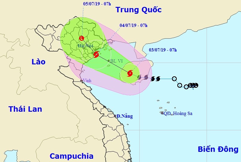 Sáng mai (4/7) bão số 2 cập bờ biển từ Quảng Ninh đến Ninh Bình sang mai 47 bao so 2 cap bo bien tu quang ninh den ninh binh