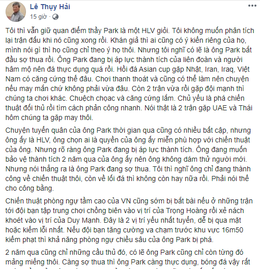 hlv le thuy hai ong park bat dau so thua roi viet nam gap may thoi