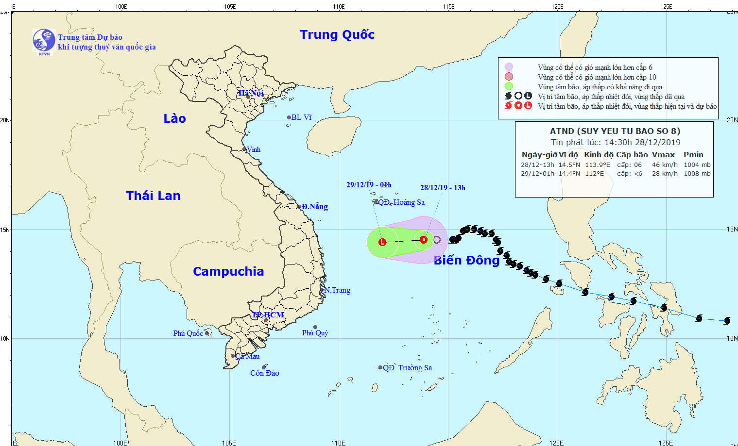 bao so 8 suy yeu thanh ap thap nhiet doi giat cap 8 tren bien dong