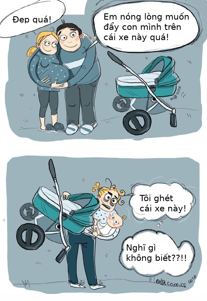 Bộ tranh hài hước nhưng chân thực về cuộc sống khi có con nhỏ bo tranh cuc di dom ve cuoc song nhung ba me nuoi con nho