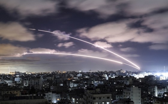 Rockets are launched from the Gaza Strip towards Israel (Hatem Moussa/AP) Rockets are launched from the Gaza Strip towards Israel (Hatem Moussa/AP)