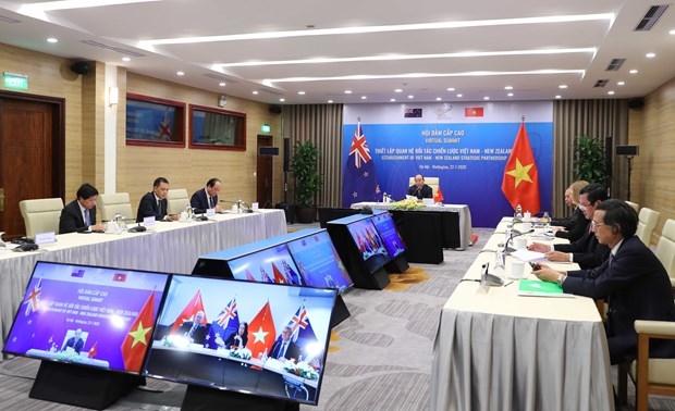 The virtual summit between New Zealand Prime Minister Jacinda Ardern and Việt Nam Prime Minister Nguyễn Xuân Phúc to formally elevate the bilateral relationship to Strategic Partnership on July 22, 2020. — Photos Courtesy of the embassy The virtual summit between New Zealand Prime Minister Jacinda Ardern and Việt Nam Prime Minister Nguyễn Xuân Phúc to formally elevate the bilateral relationship to Strategic Partnership on July 22, 2020. — Photos Courtesy of the embassy