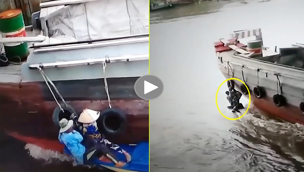 Đôi vợ chồng bám chặt lấy phao thoát nạn sau va chạm trên sông Đôi vợ chồng bám chặt lấy phao thoát nạn sau va chạm trên sông
