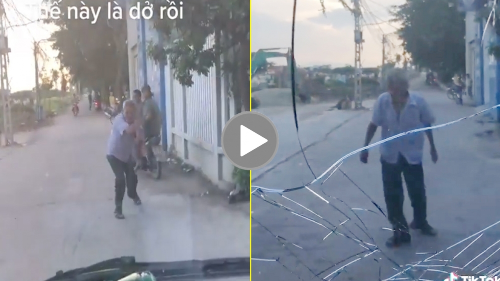 Tài xế “tá hoả” khi cụ ông cầm gạch ném liên tiếp vào xe ô tô Tài xế “tá hoả” khi cụ ông cầm gạch ném liên tiếp vào xe ô tô